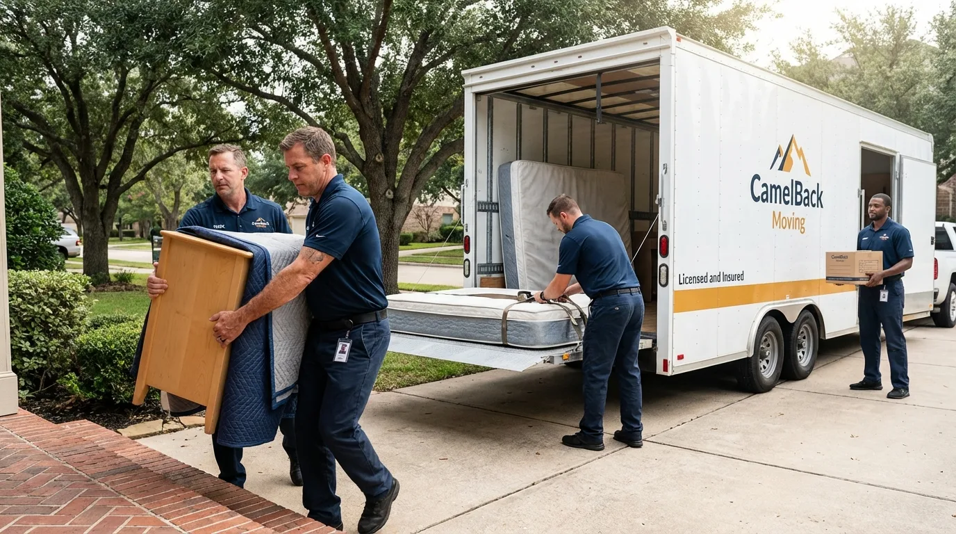 Crew loading residential truck for cross-state move from Westminster, MD